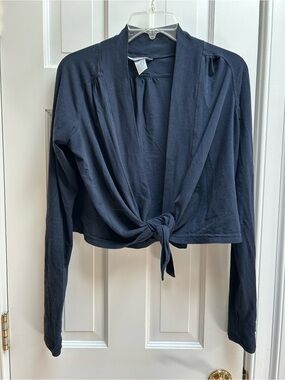 Hard Tail Navy Tie-Front Lightweight Cardigan